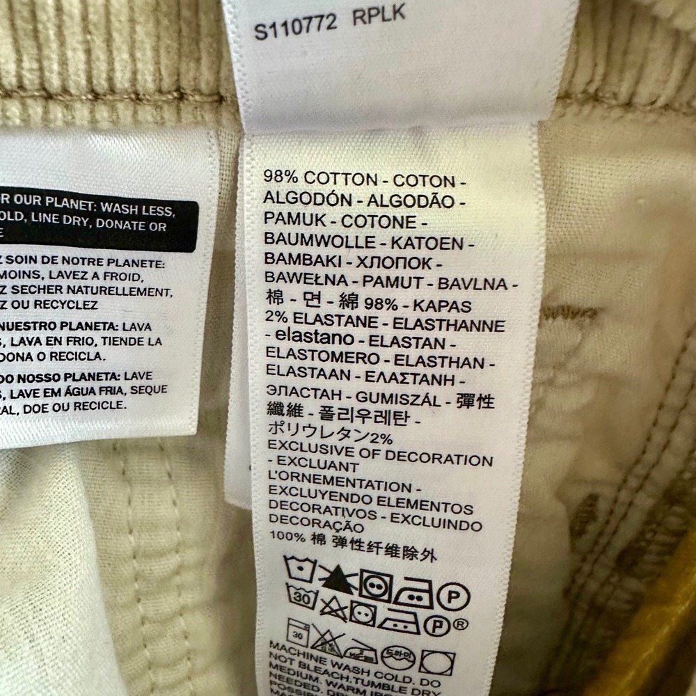 Levi's Ribcage Straight Ankle Corduroy Pants Tan‎ Beige High Rise Womens 27 - Picture 6 of 8